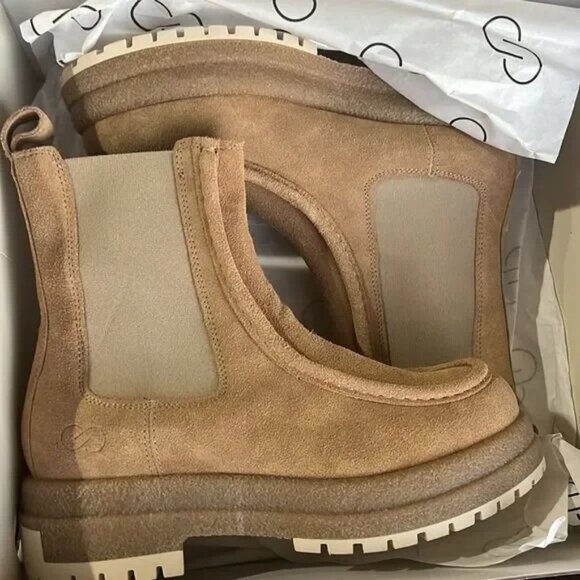 CALIA  By Carrie Underwood SAMIE Moc Toe Boots NWT Tan Winter Size 7 - Picture 1 of 7